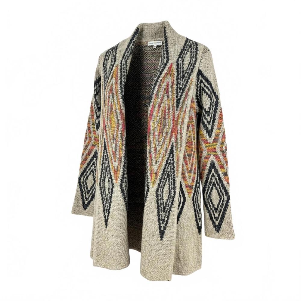 Woven Heart Multicolor Patterned Cardigan